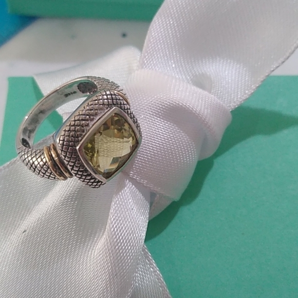Sterling Silver 925 + 14k Prasiolite/Green Amethyst Ring, Size 7 - Picture 8 of 10